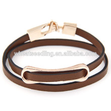 fashion low moq cheap wholesale hot sale brown leather wrap bracelet